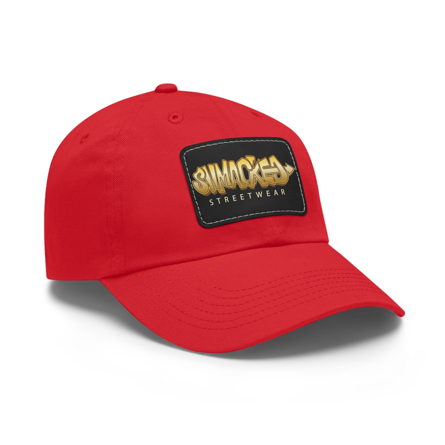 Shmacked Streetwear logo on Leather Patch 6 Panel Hat