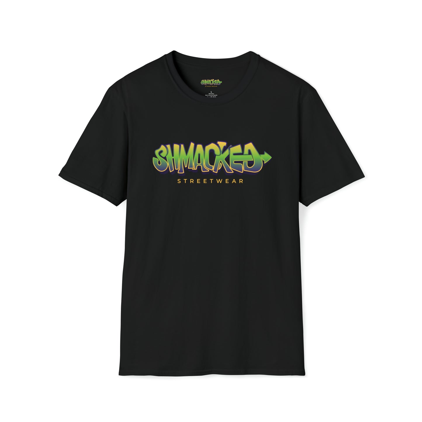 Shmacked Streetwear Green Logo Softstyle Black/Yellow/Grey T-Shirt