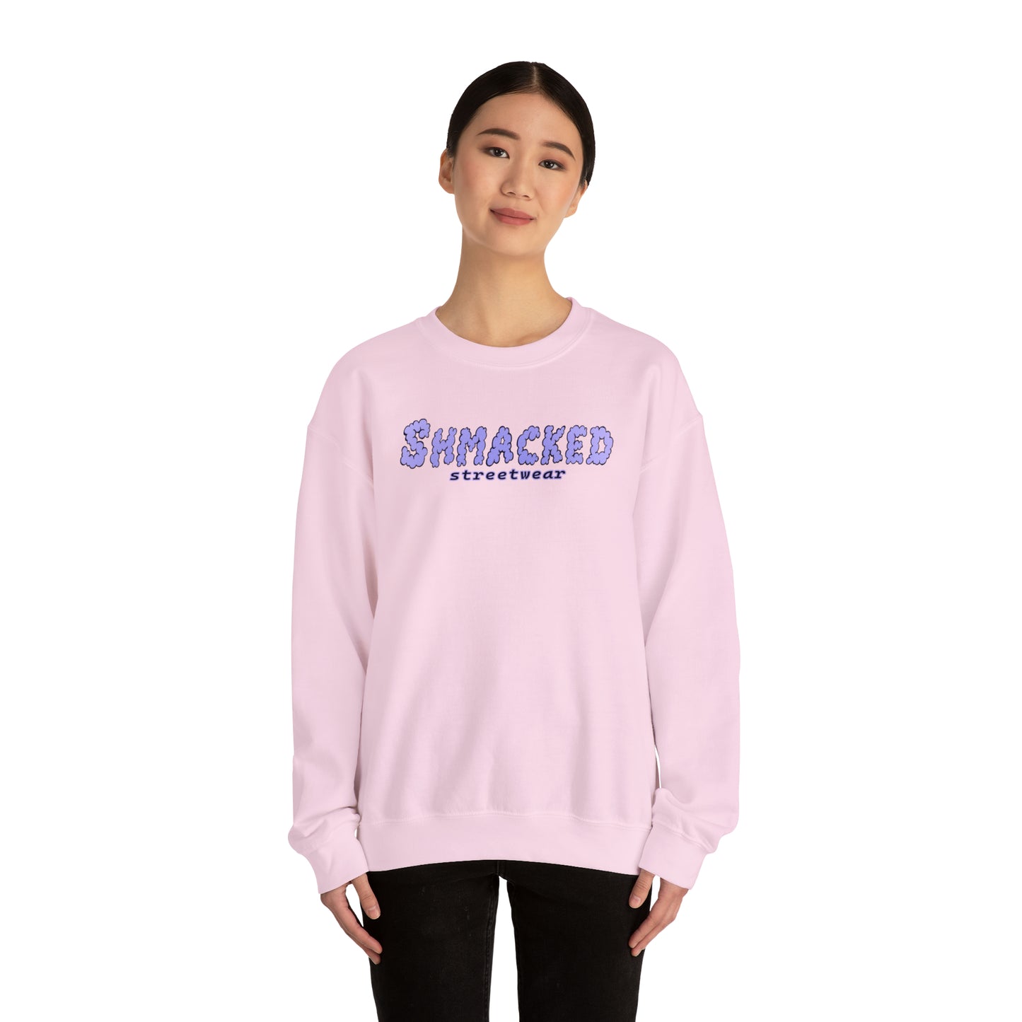 Shmacked Streetwear Skull of the Crescent Night Heavy Blend™ Sweatshirt On White/Pink/Light Blue