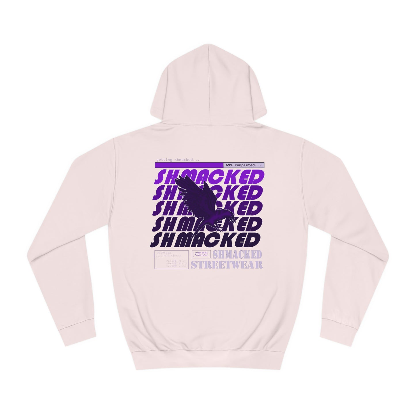 Shmacked Streetwear Ravenous Dark Purple Logo College Hoodie in Yellow/Sky Blue/Baby Pink/Artic White