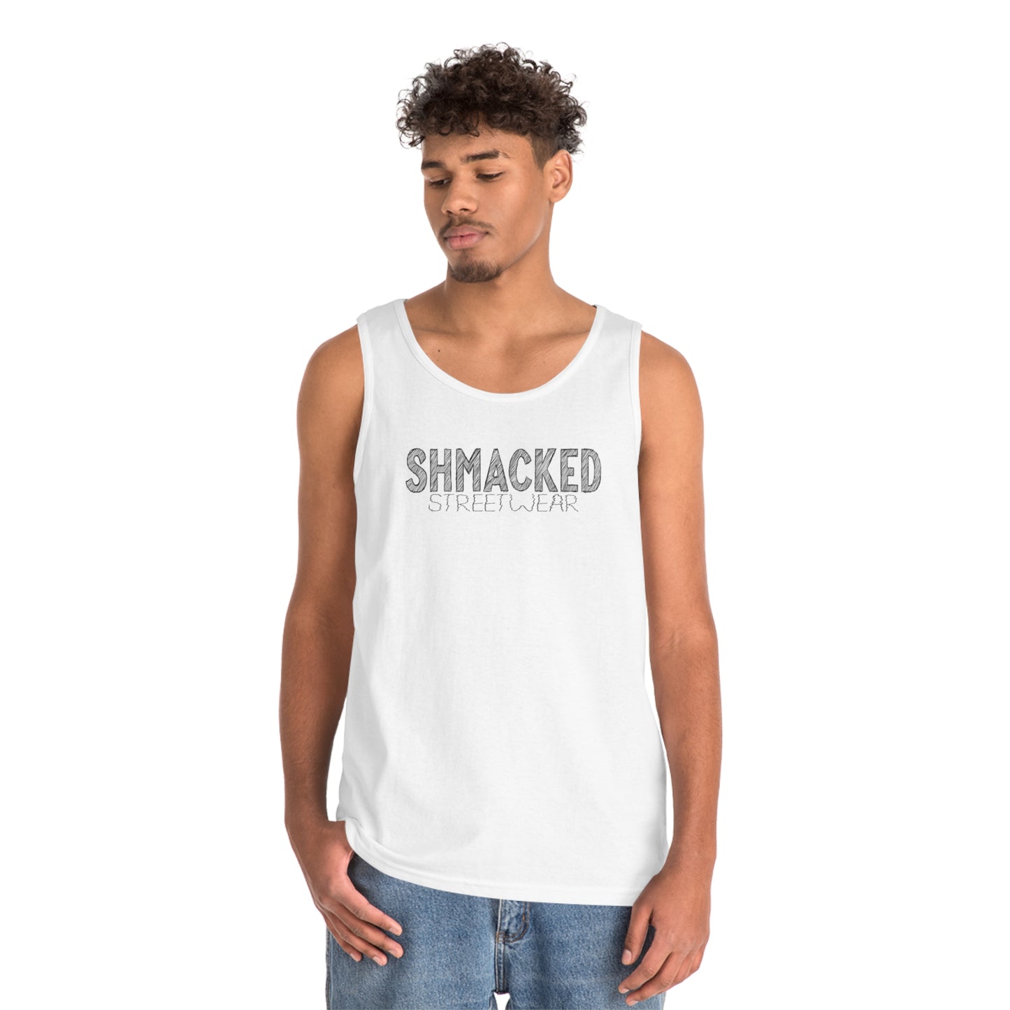 Shmacked Streetwear Sinister Strays Heavy Cotton Tank Top In White/Black/Grey/Red