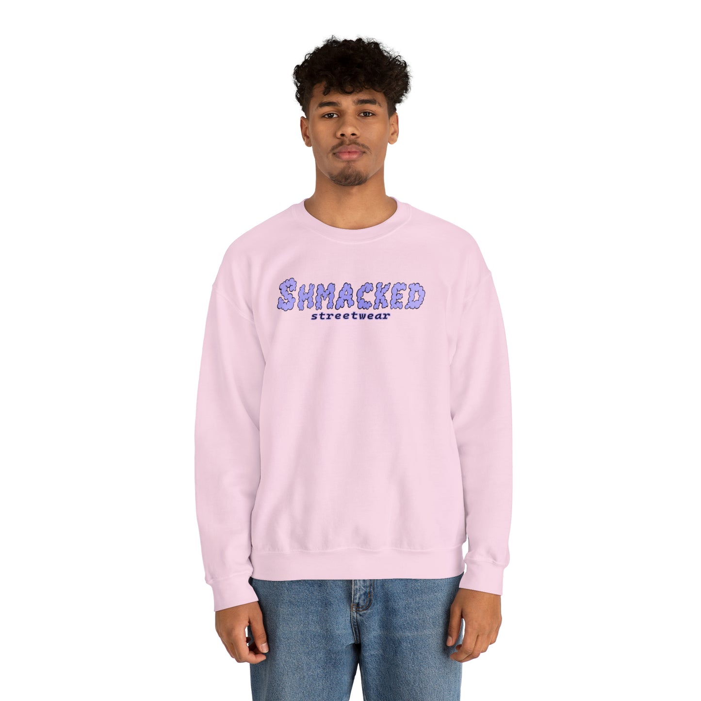 Shmacked Streetwear Skull of the Crescent Night Heavy Blend™ Sweatshirt On White/Pink/Light Blue