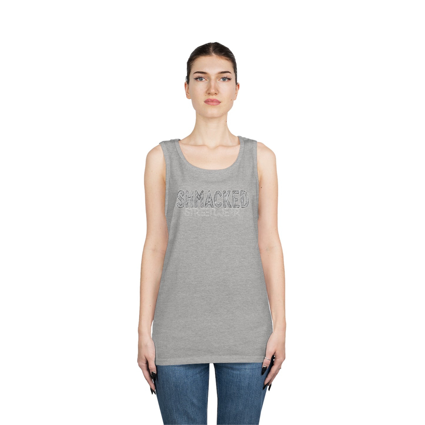 Shmacked Streetwear Sinister Strays Heavy Cotton Tank Top In White/Black/Grey/Red