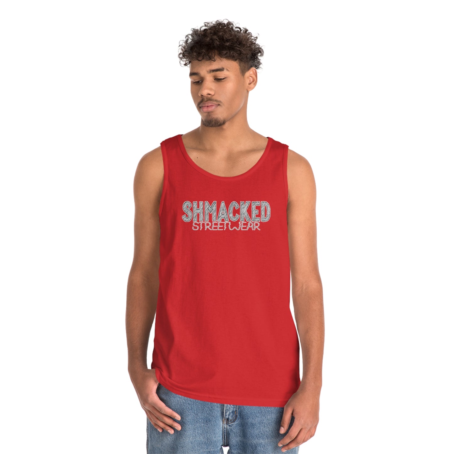 Shmacked Streetwear Sinister Strays Heavy Cotton Tank Top In White/Black/Grey/Red