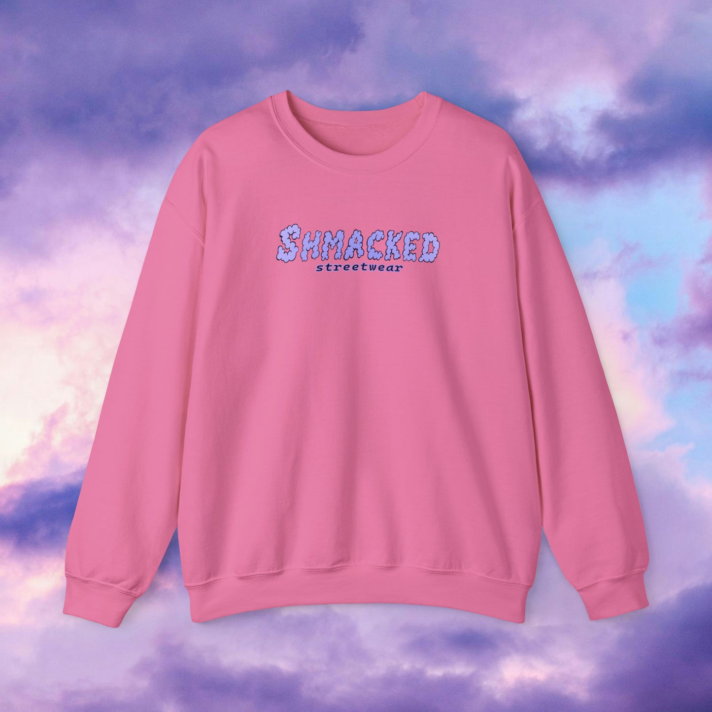 Shmacked Streetwear Skull of the Crescent Night Heavy Blend™ Sweatshirt On White/Light Blue/Carolina Blue/Royal/Purple/Light Pink/Safety Pink
