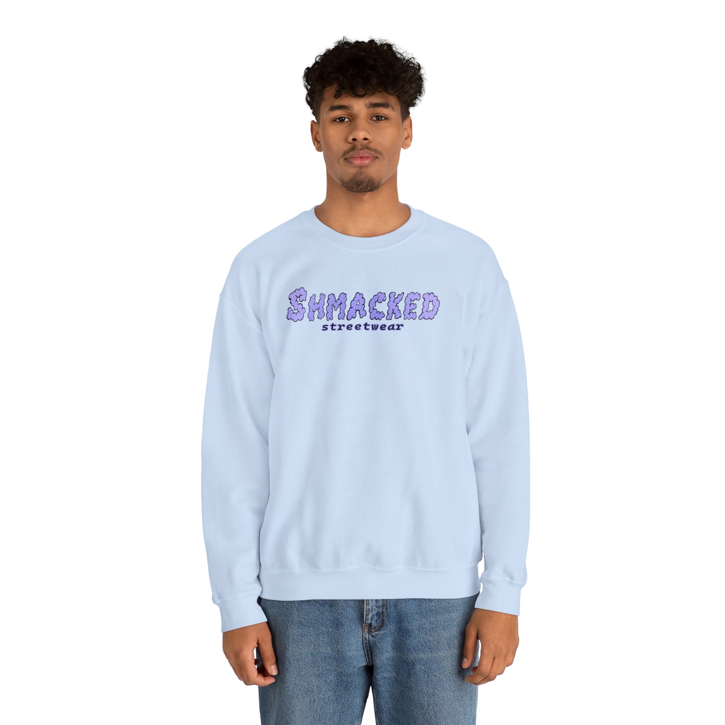 Shmacked Streetwear Skull of the Crescent Night Heavy Blend™ Sweatshirt On White/Pink/Light Blue