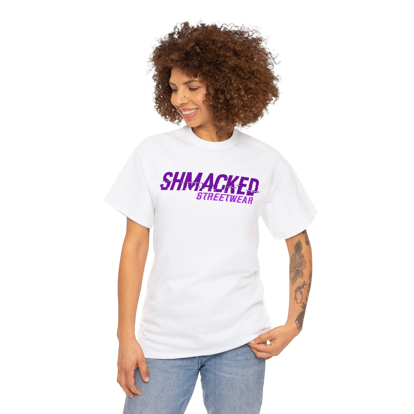 Shmacked Streetwear Glitched Purple Ravenous Heavy Cotton Tee