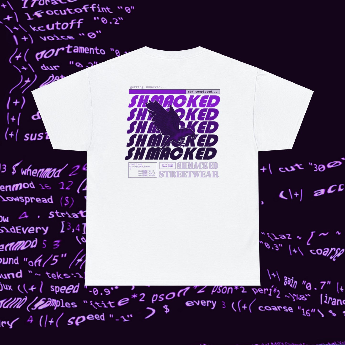 Shmacked Streetwear Glitched Purple Ravenous Heavy Cotton Tee