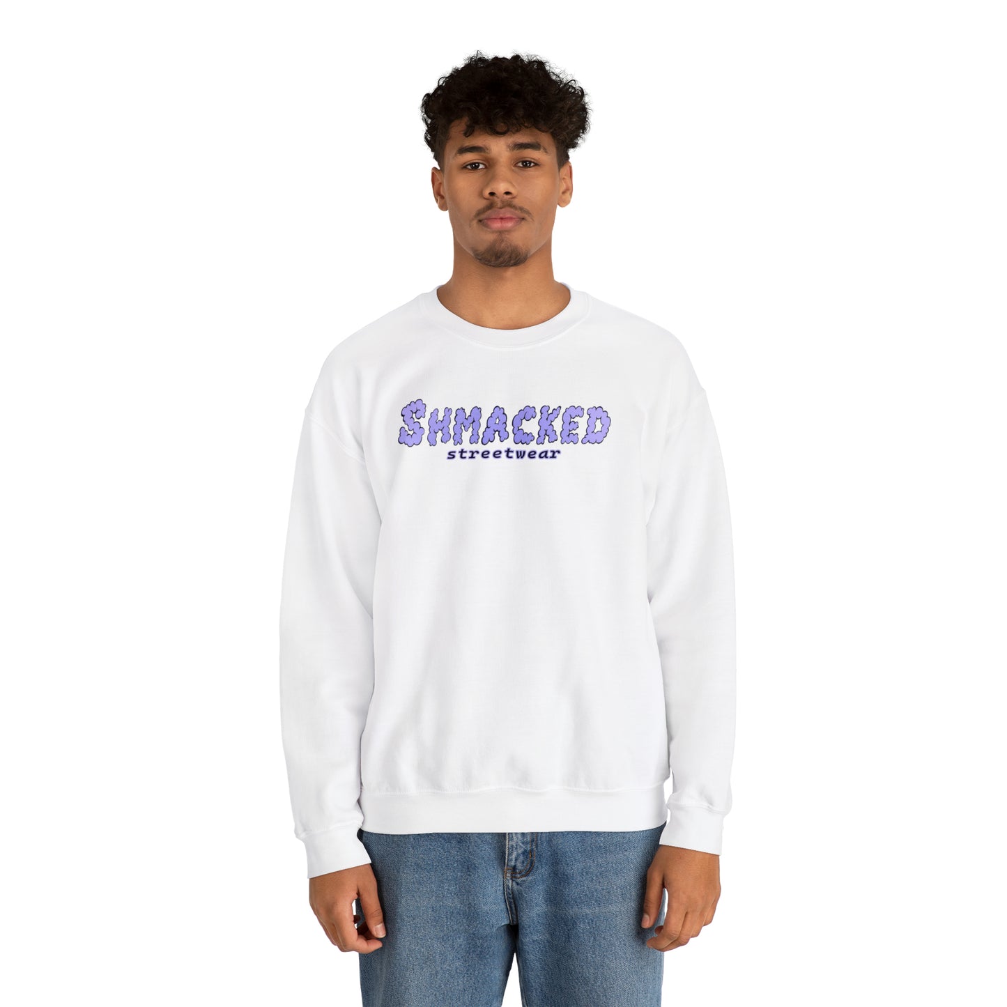 Shmacked Streetwear Skull of the Crescent Night Heavy Blend™ Sweatshirt On White/Pink/Light Blue