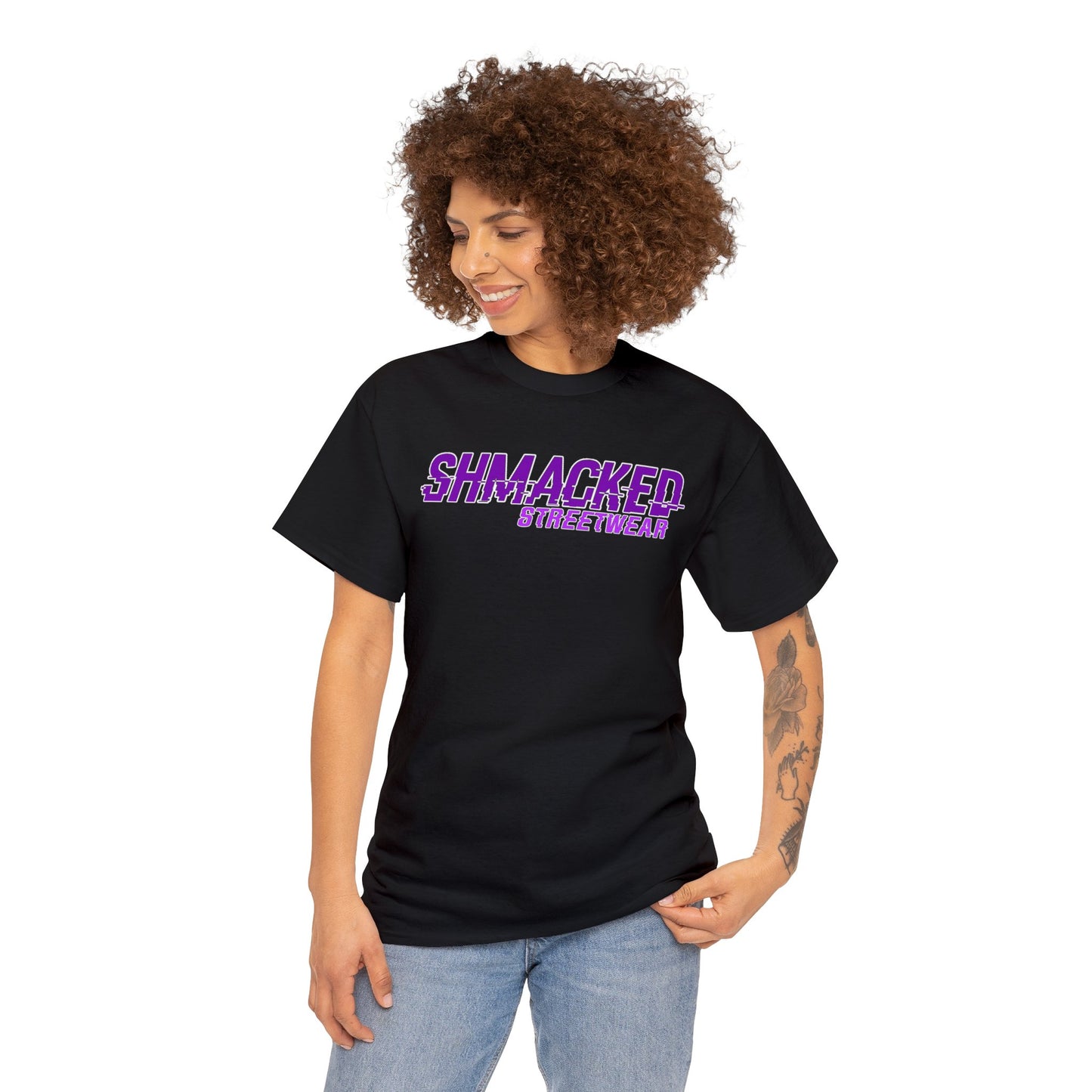 Shmacked Streetwear Glitched Purple Ravenous Heavy Cotton Tee