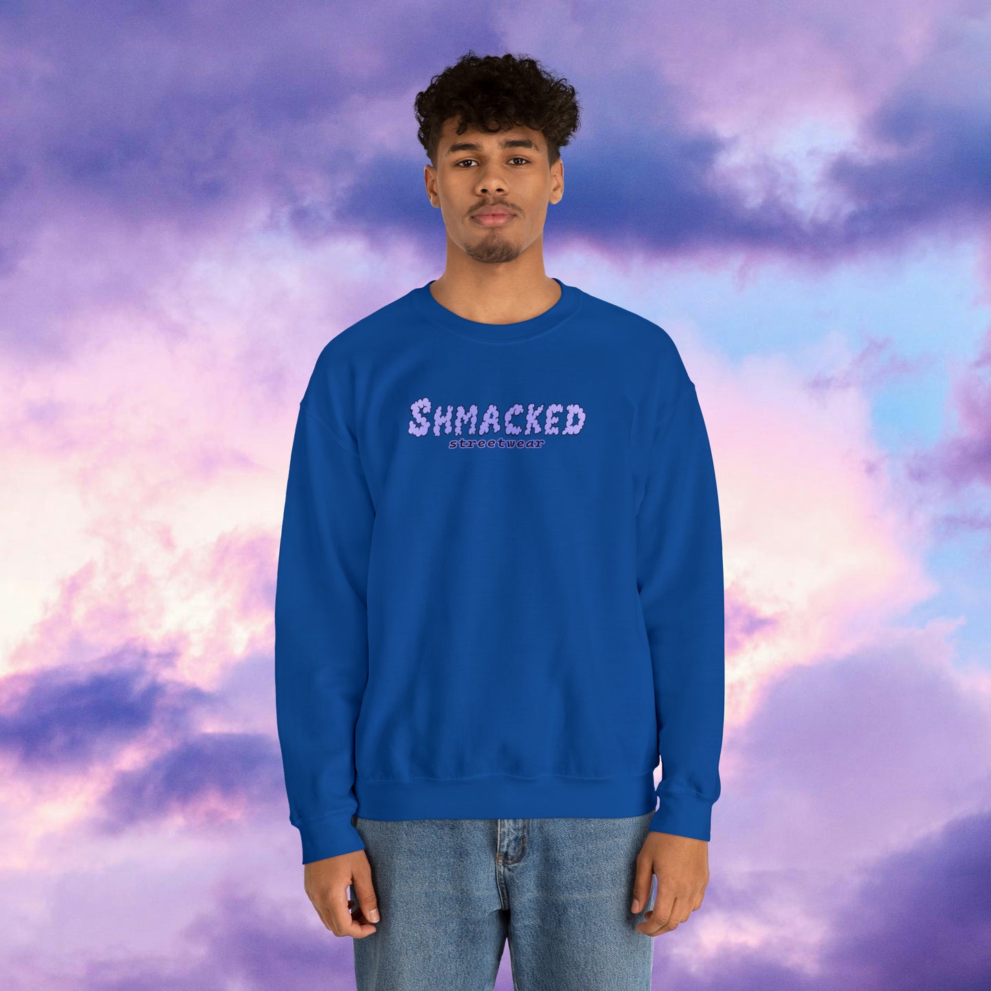 Shmacked Streetwear Skull of the Crescent Night Heavy Blend™ Sweatshirt On White/Light Blue/Carolina Blue/Royal/Purple/Light Pink/Safety Pink