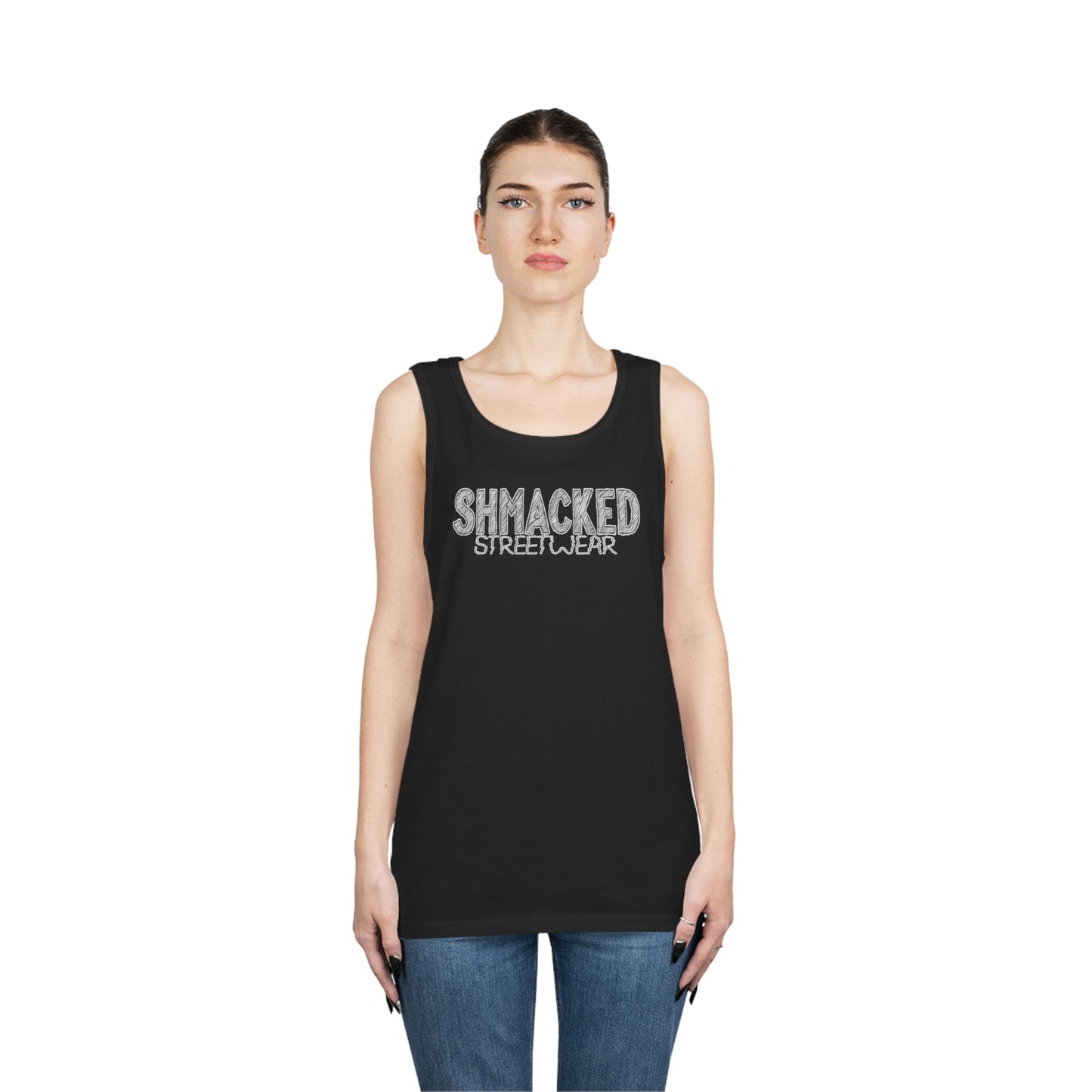 Shmacked Streetwear Sinister Strays Heavy Cotton Tank Top In White/Black/Grey/Red