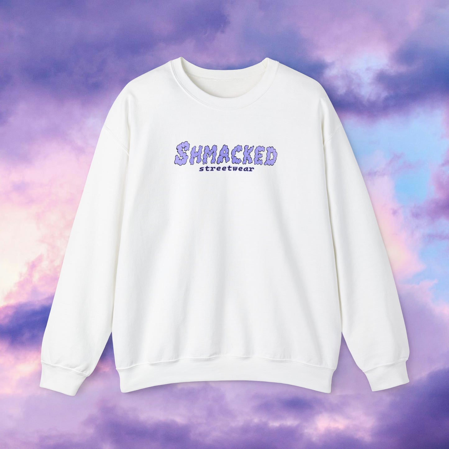 Shmacked Streetwear Skull of the Crescent Night Heavy Blend™ Sweatshirt On White/Light Blue/Carolina Blue/Royal/Purple/Light Pink/Safety Pink