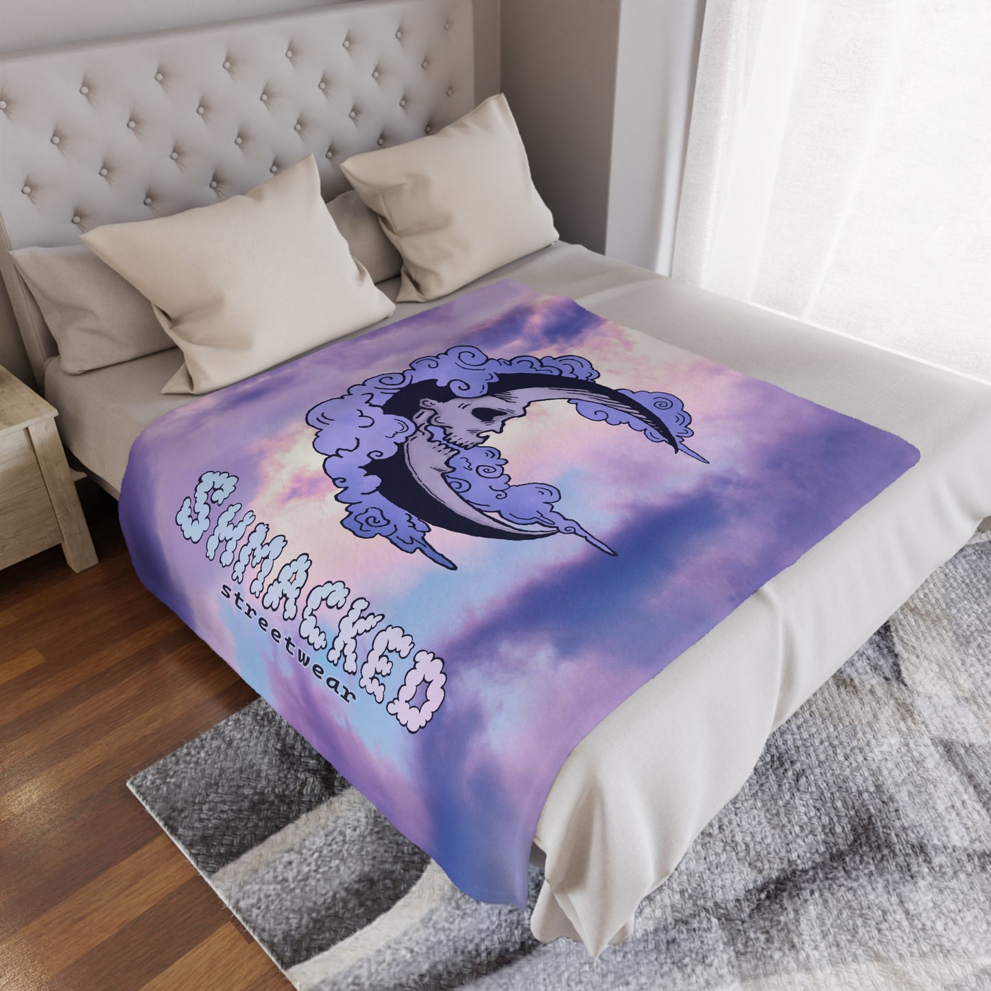 Shmacked Streetwear Skull of the Crescent Night Minky Blanket
