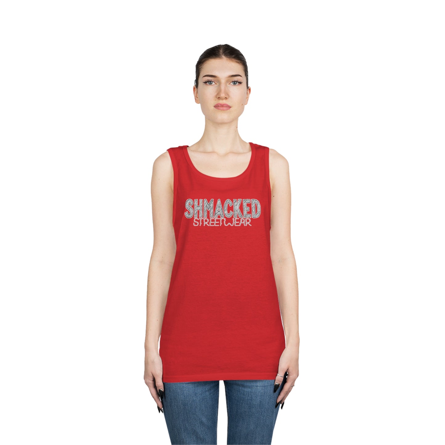 Shmacked Streetwear Sinister Strays Heavy Cotton Tank Top In White/Black/Grey/Red