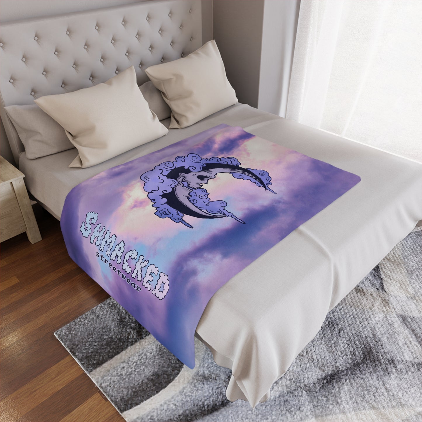 Shmacked Streetwear Skull of the Crescent Night Minky Blanket