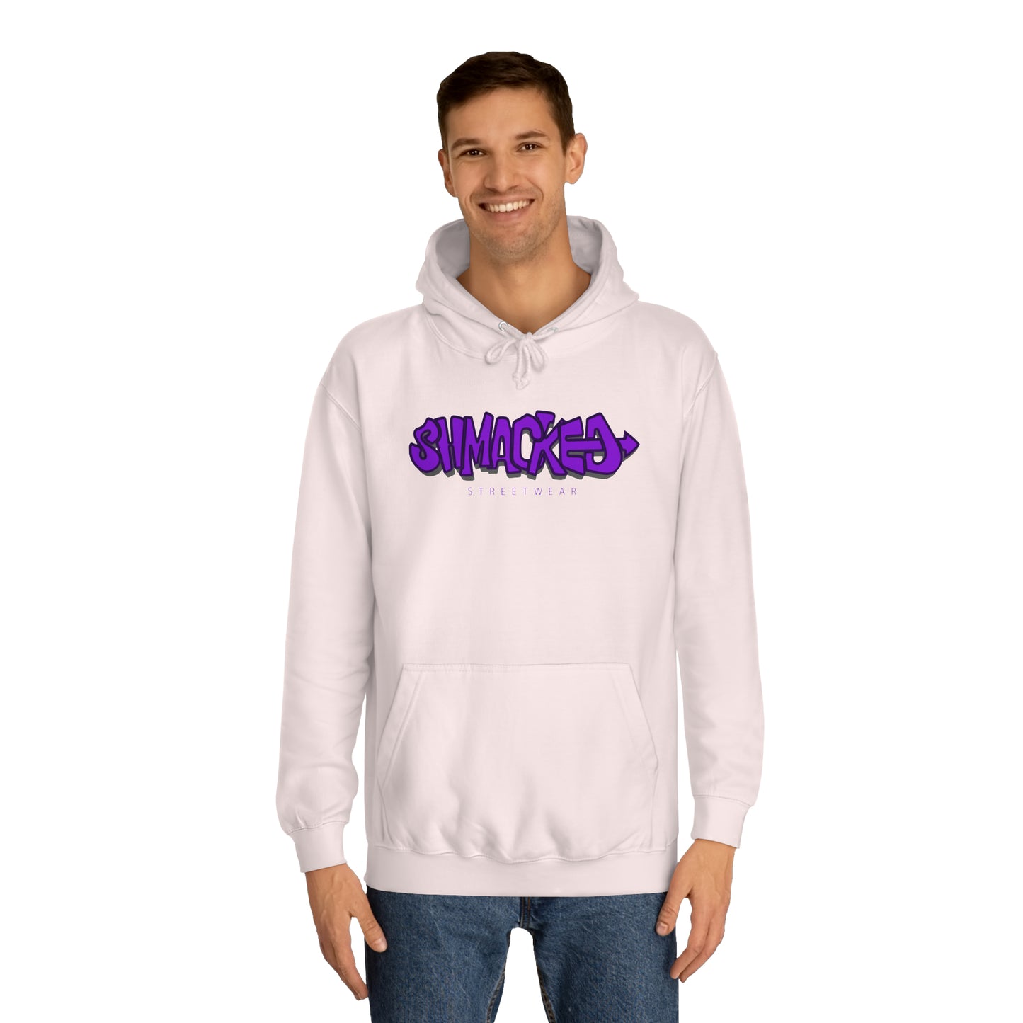 Shmacked Streetwear Ravenous Dark Purple Logo College Hoodie in Yellow/Sky Blue/Baby Pink/Artic White