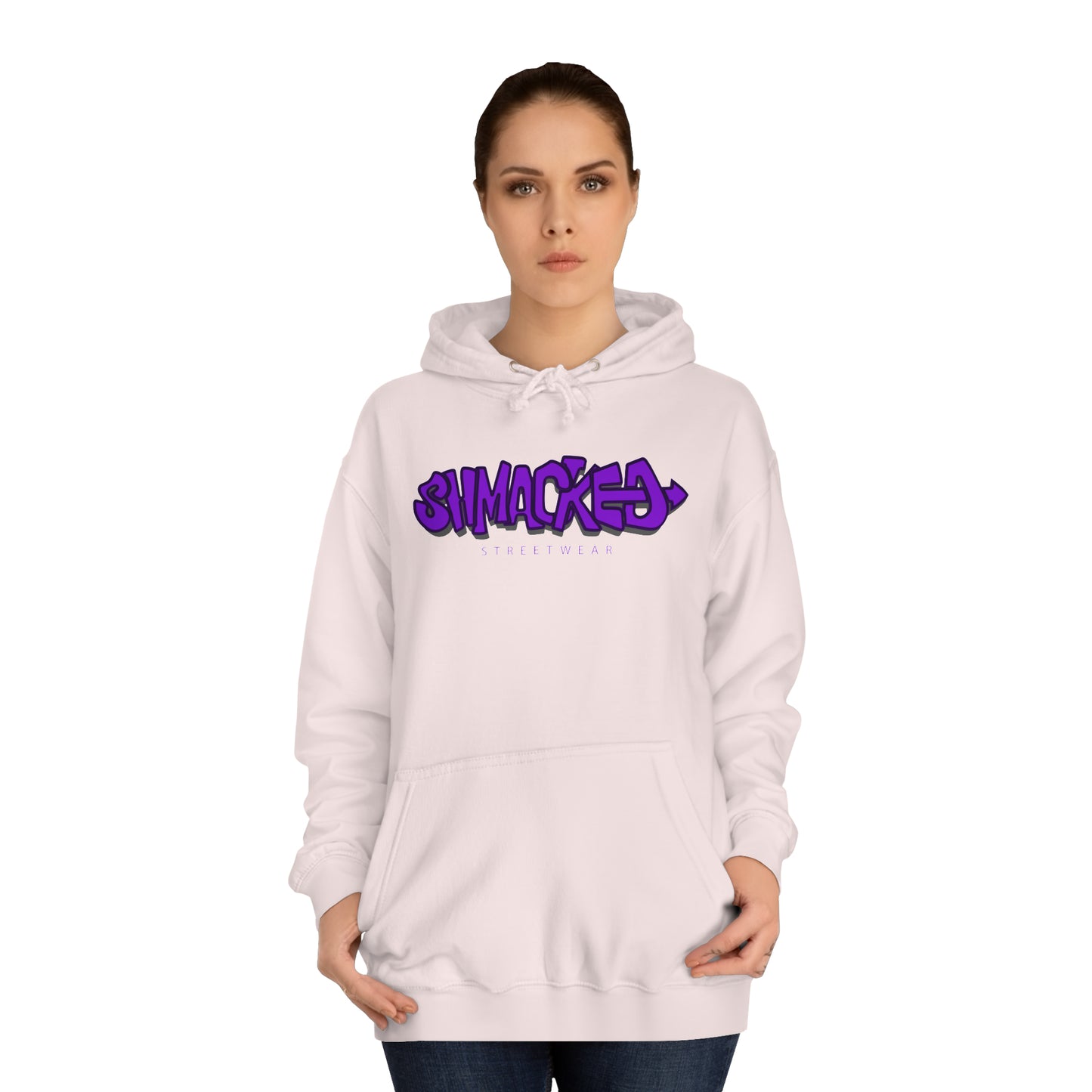 Shmacked Streetwear Ravenous Dark Purple Logo College Hoodie in Yellow/Sky Blue/Baby Pink/Artic White