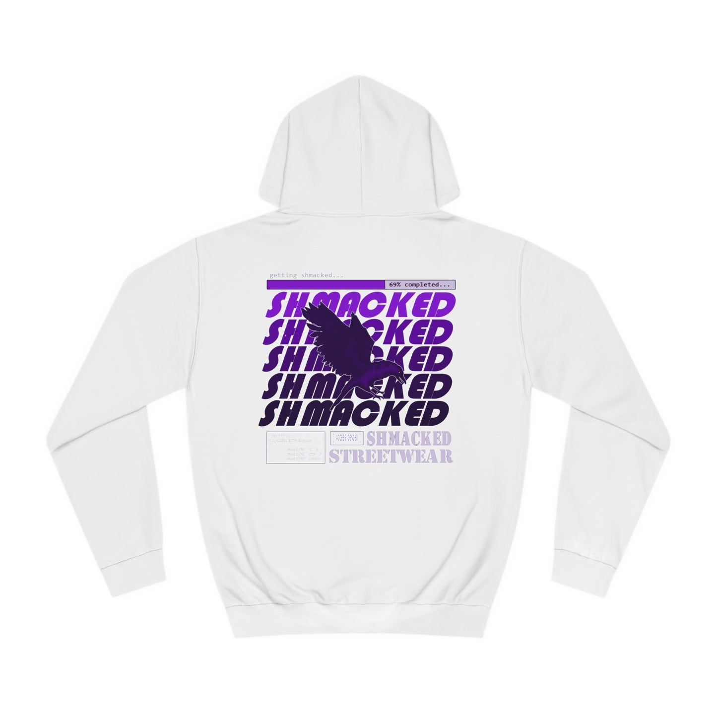 Shmacked Streetwear Ravenous Dark Purple Logo College Hoodie in Yellow/Sky Blue/Baby Pink/Artic White