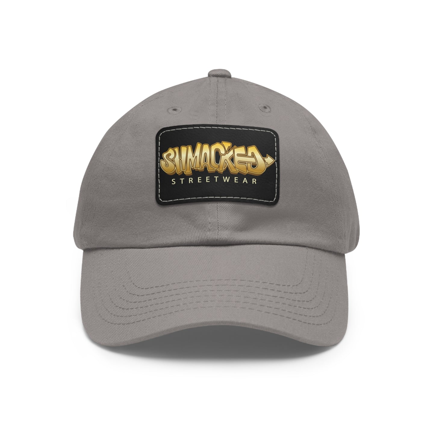Shmacked Streetwear logo on Leather Patch 6 Panel Hat