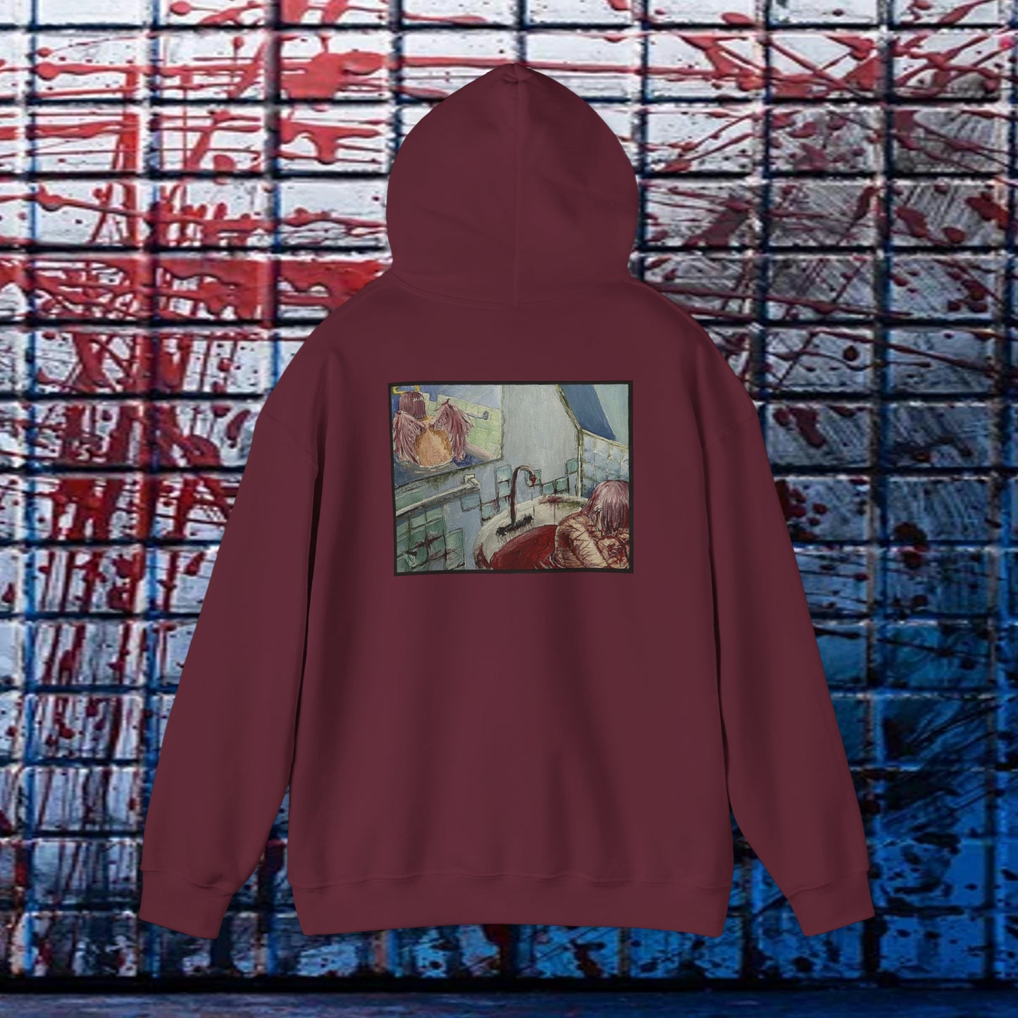 Ethereal Reflection Heavy Blend™ Hooded Sweatshirt In White/Black/Maroon/Dark Heather/Charcoal/Navy/Heather Navy/Red