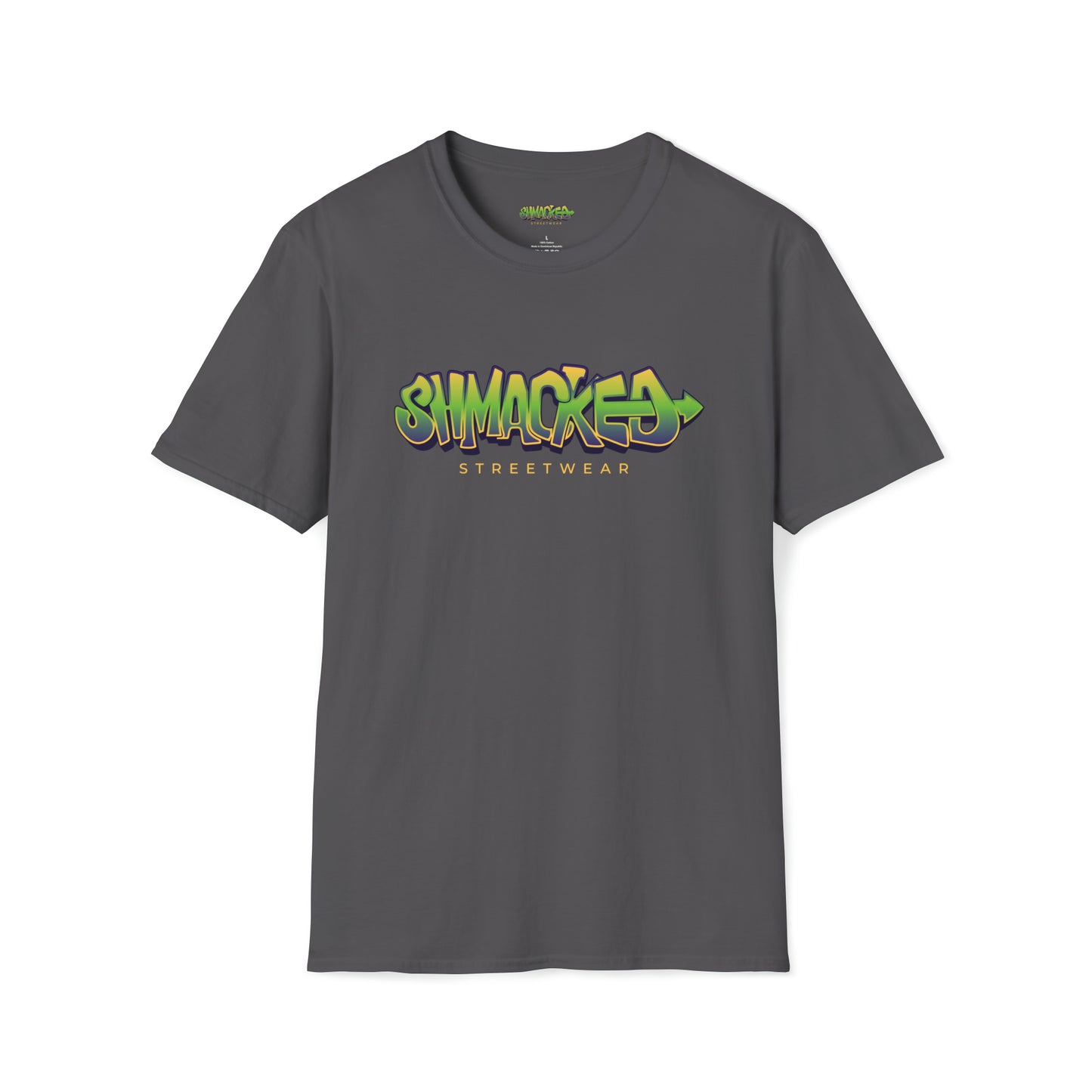 Shmacked Streetwear Green Logo Softstyle Black/Yellow/Grey T-Shirt