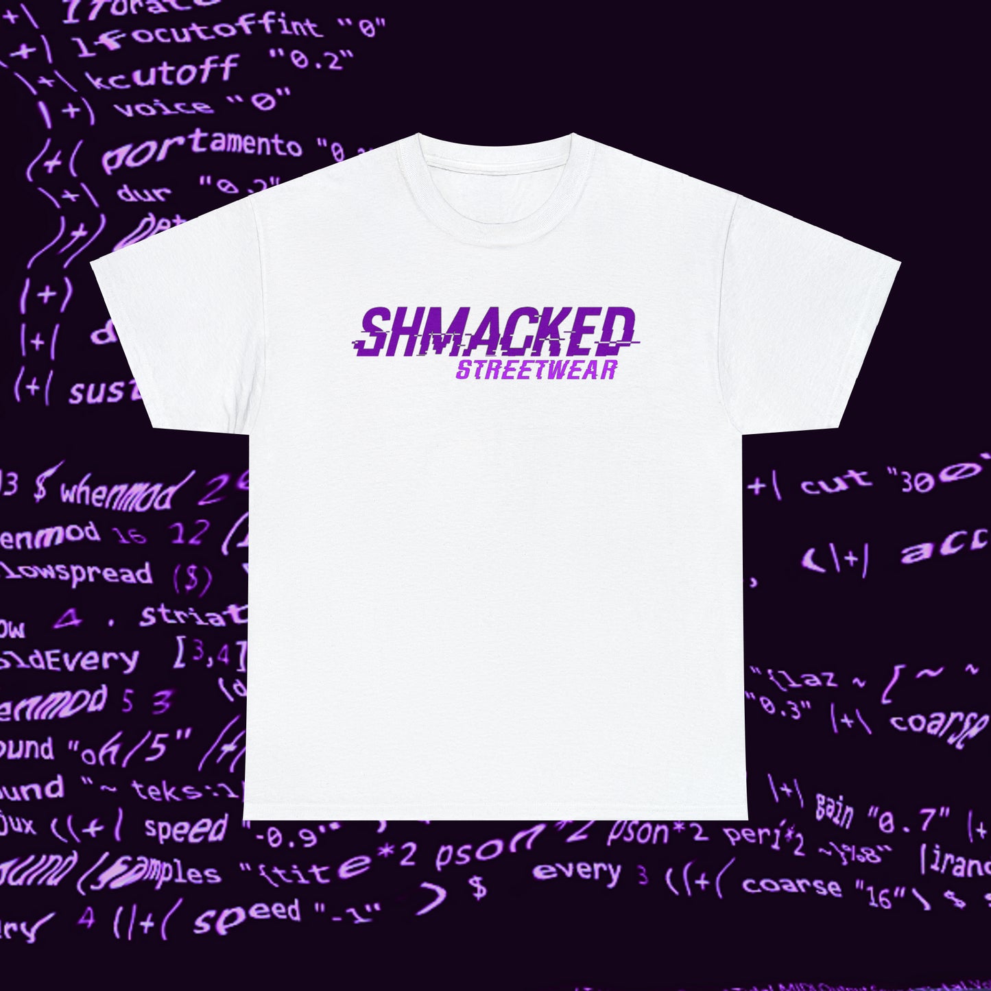 Shmacked Streetwear Glitched Purple Ravenous Heavy Cotton Tee