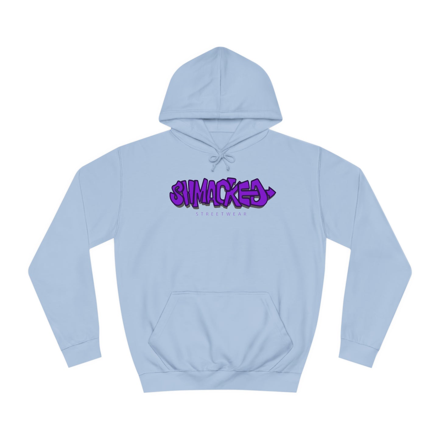 Shmacked Streetwear Ravenous Dark Purple Logo College Hoodie in Yellow/Sky Blue/Baby Pink/Artic White