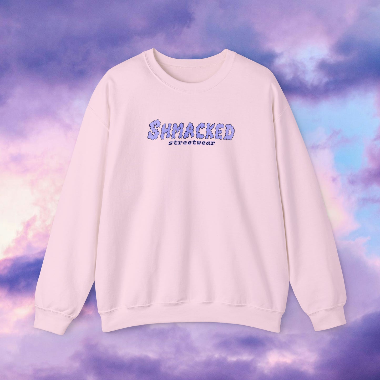 Shmacked Streetwear Skull of the Crescent Night Heavy Blend™ Sweatshirt On White/Light Blue/Carolina Blue/Royal/Purple/Light Pink/Safety Pink