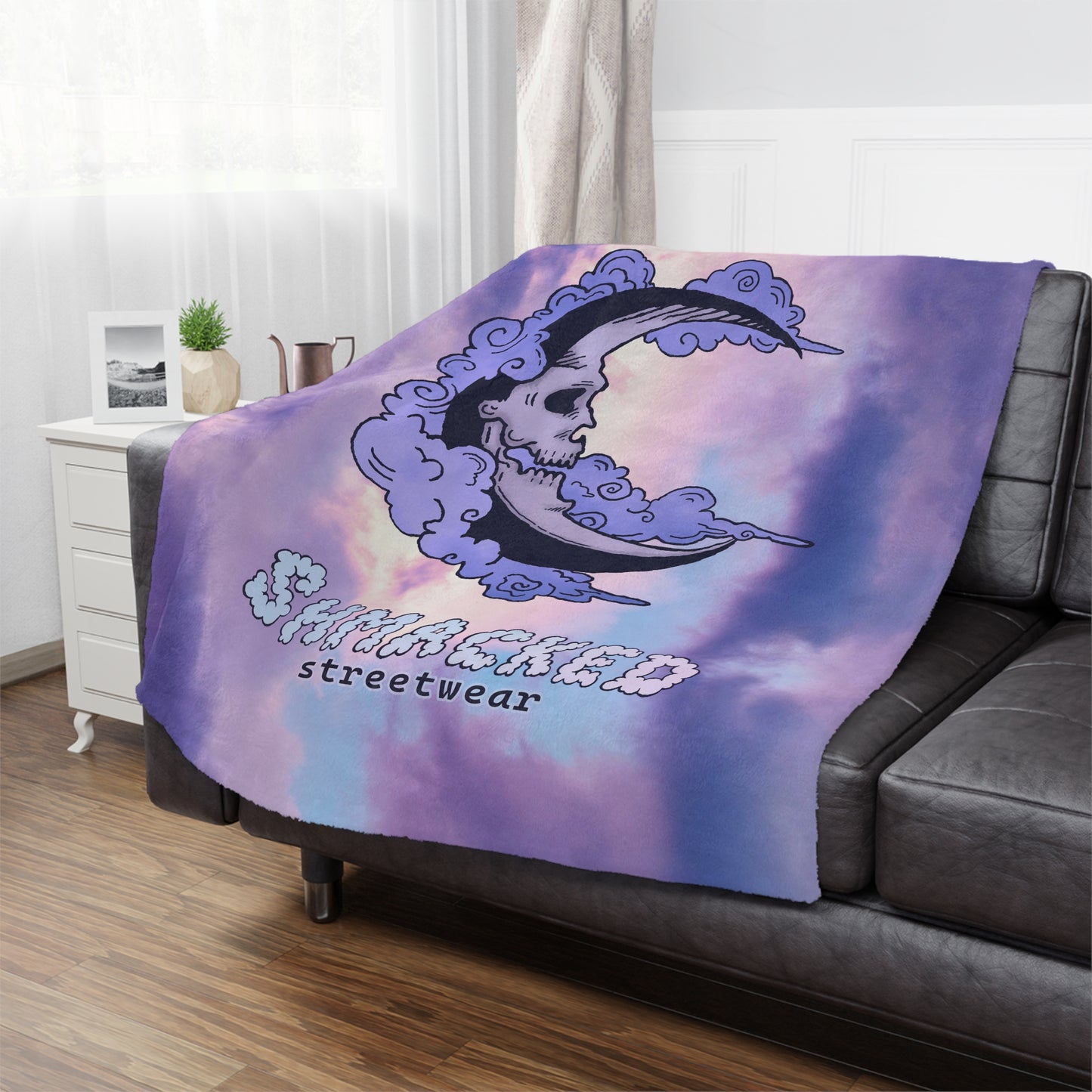 Shmacked Streetwear Skull of the Crescent Night Minky Blanket
