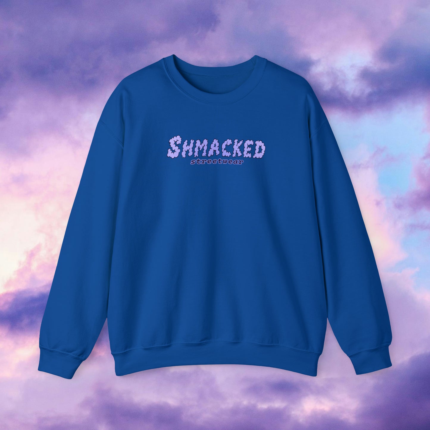 Shmacked Streetwear Skull of the Crescent Night Heavy Blend™ Sweatshirt On White/Light Blue/Carolina Blue/Royal/Purple/Light Pink/Safety Pink