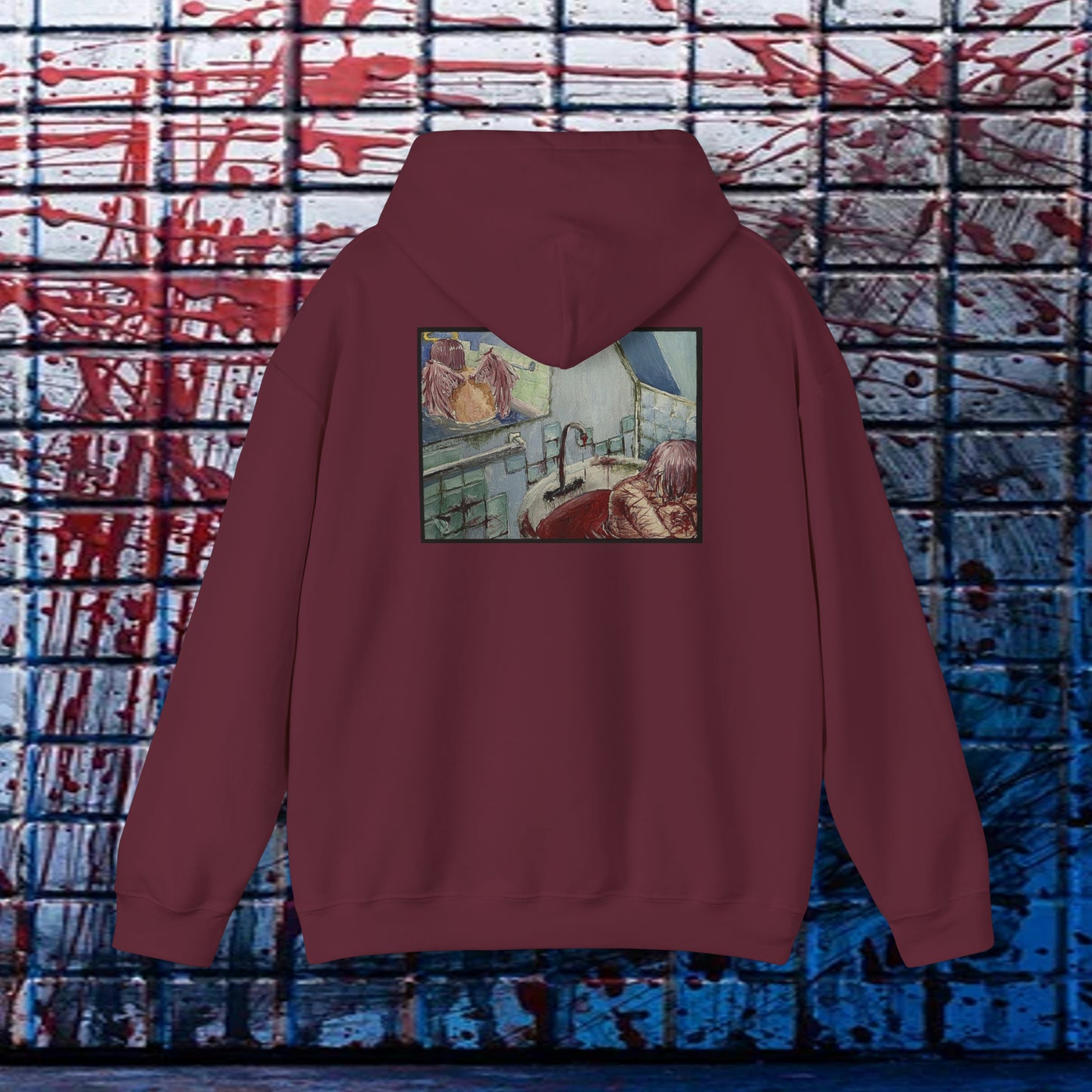 Ethereal Reflection Heavy Blend™ Hooded Sweatshirt In White/Black/Maroon/Dark Heather/Charcoal/Navy/Heather Navy/Red