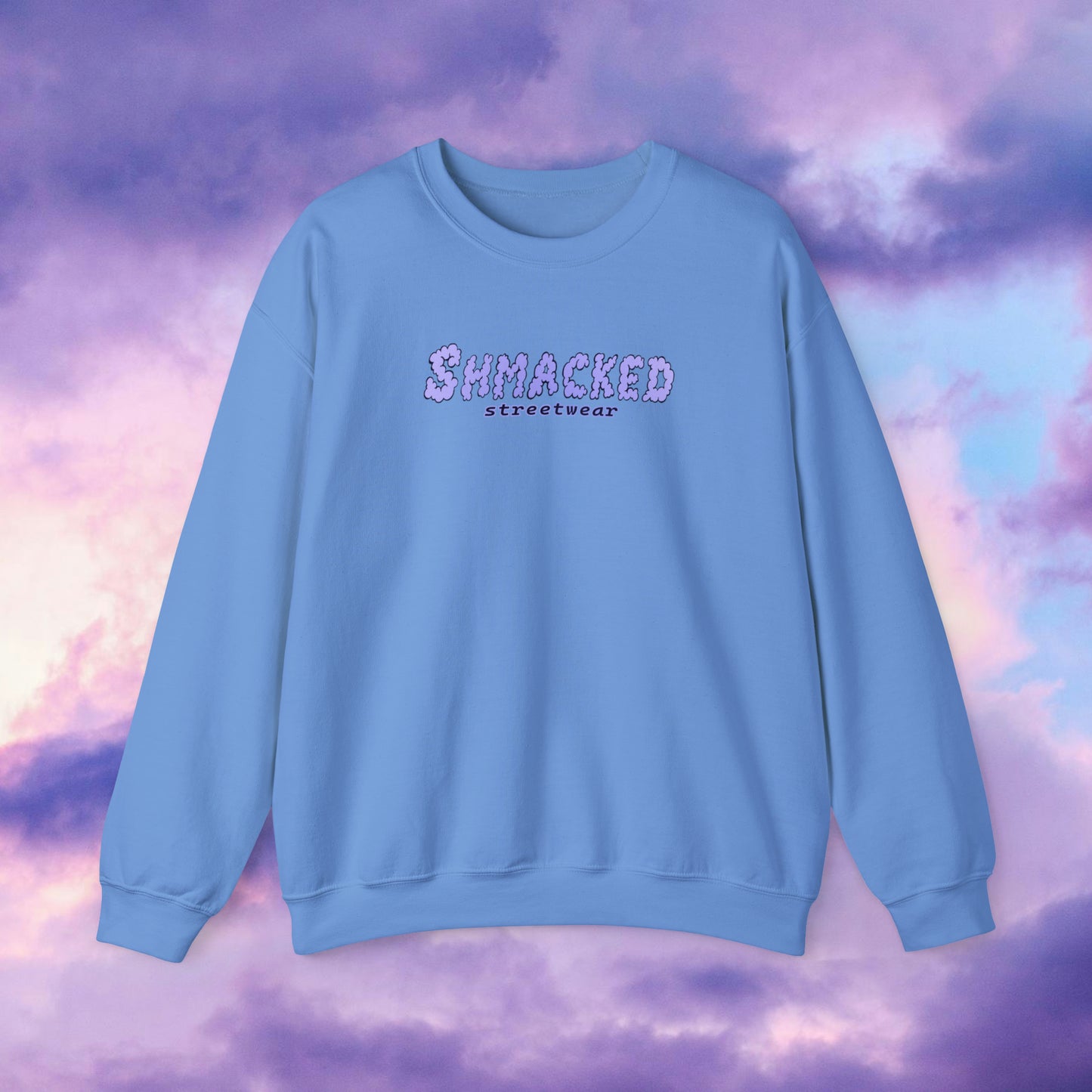 Shmacked Streetwear Skull of the Crescent Night Heavy Blend™ Sweatshirt On White/Light Blue/Carolina Blue/Royal/Purple/Light Pink/Safety Pink