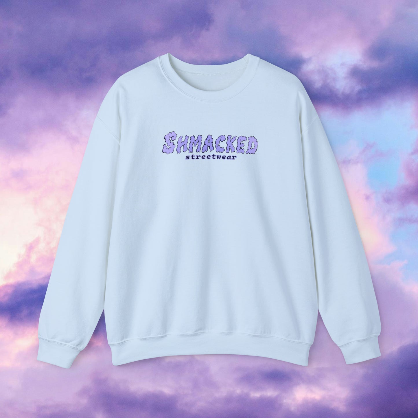 Shmacked Streetwear Skull of the Crescent Night Heavy Blend™ Sweatshirt On White/Light Blue/Carolina Blue/Royal/Purple/Light Pink/Safety Pink