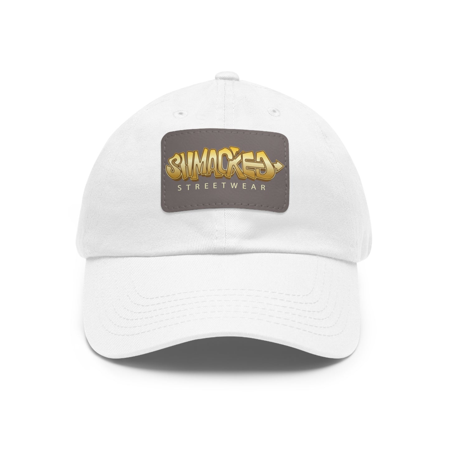 Shmacked Streetwear logo on Leather Patch 6 Panel Hat