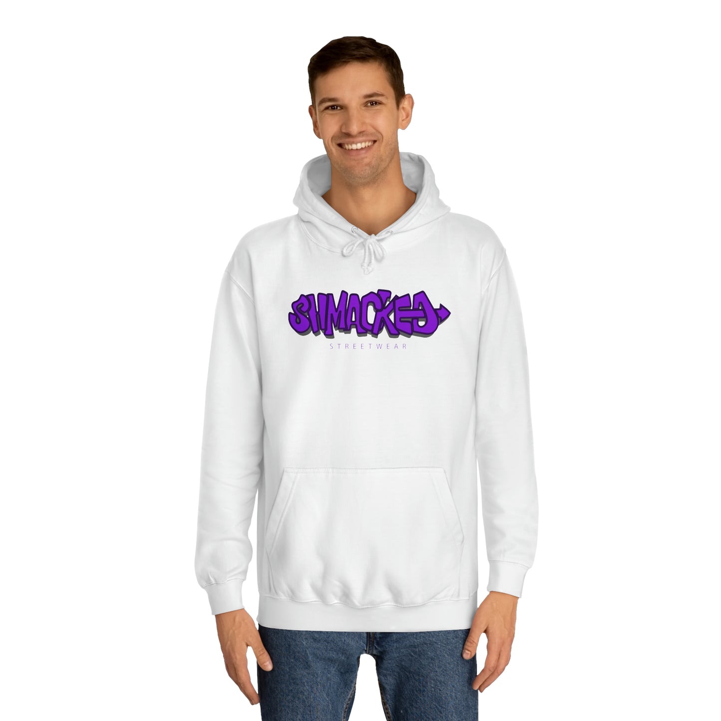 Shmacked Streetwear Ravenous Dark Purple Logo College Hoodie in Yellow/Sky Blue/Baby Pink/Artic White