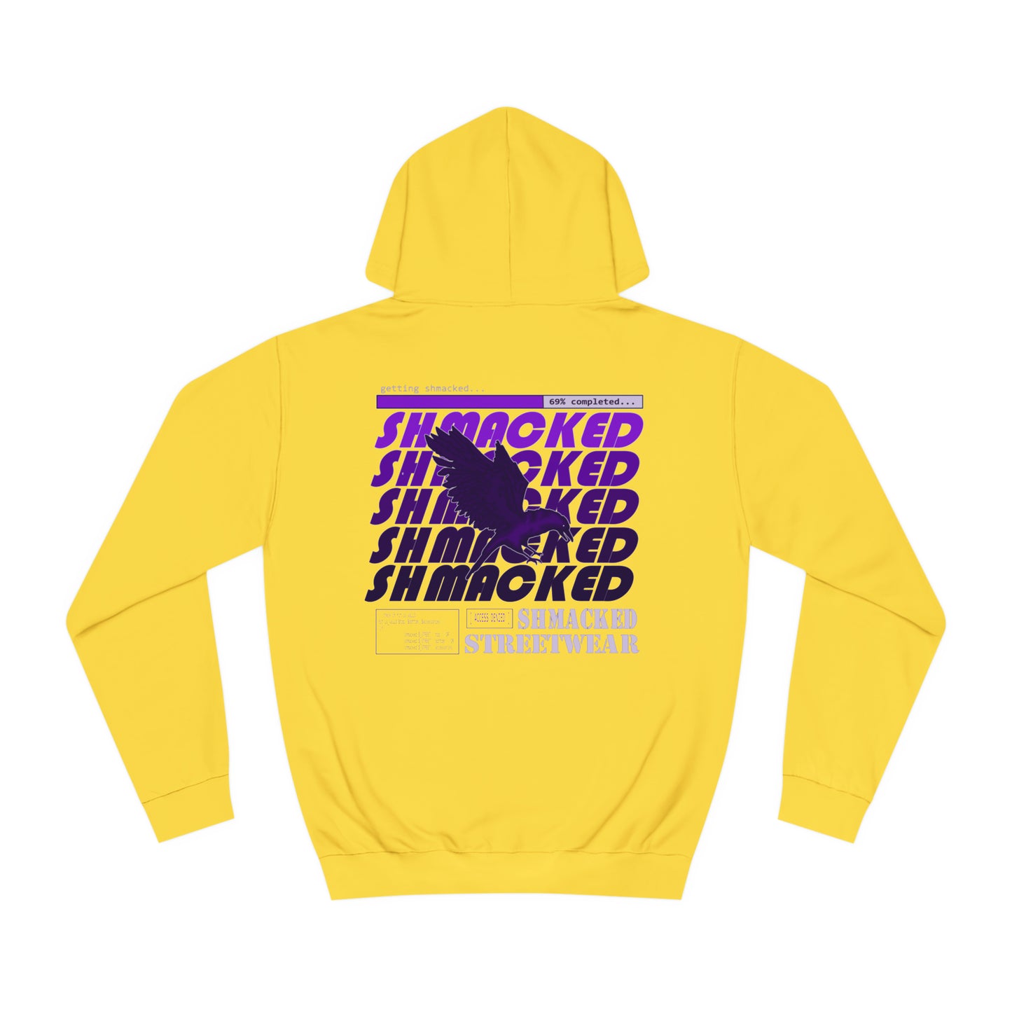 Shmacked Streetwear Ravenous Dark Purple Logo College Hoodie in Yellow/Sky Blue/Baby Pink/Artic White