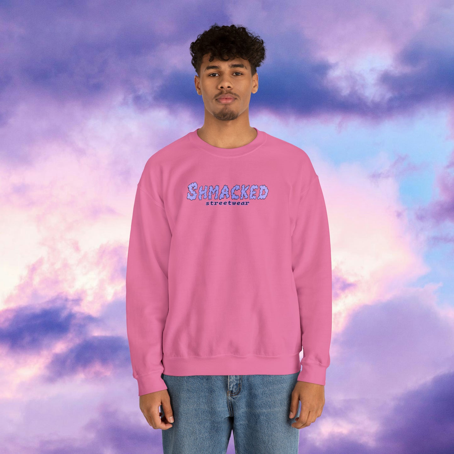 Shmacked Streetwear Skull of the Crescent Night Heavy Blend™ Sweatshirt On White/Light Blue/Carolina Blue/Royal/Purple/Light Pink/Safety Pink