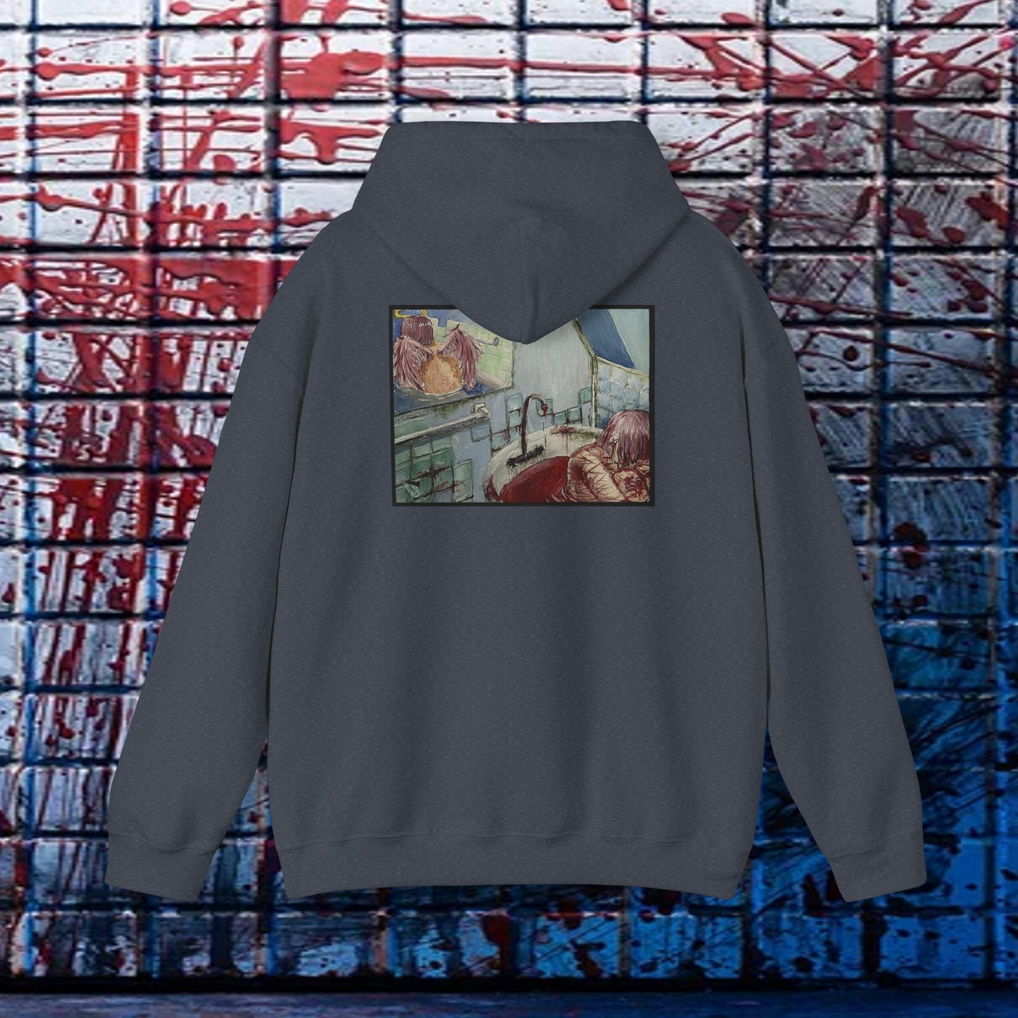 Ethereal Reflection Heavy Blend™ Hooded Sweatshirt In White/Black/Maroon/Dark Heather/Charcoal/Navy/Heather Navy/Red