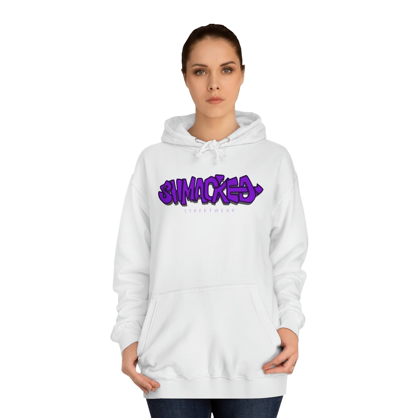 Shmacked Streetwear Ravenous Dark Purple Logo College Hoodie in Yellow/Sky Blue/Baby Pink/Artic White