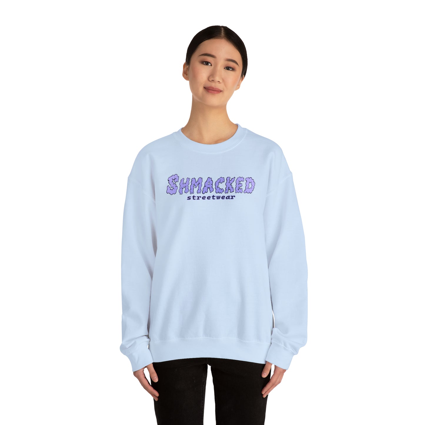Shmacked Streetwear Skull of the Crescent Night Heavy Blend™ Sweatshirt On White/Pink/Light Blue