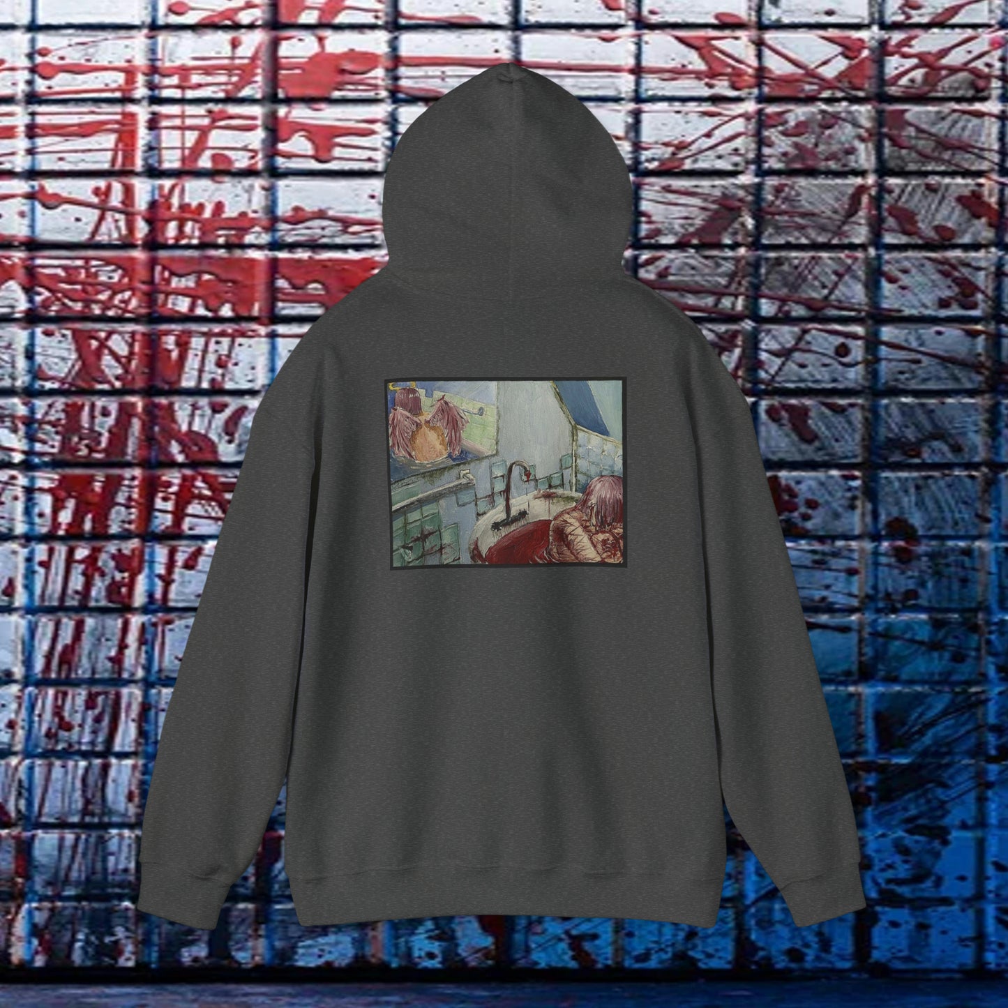 Ethereal Reflection Heavy Blend™ Hooded Sweatshirt In White/Black/Maroon/Dark Heather/Charcoal/Navy/Heather Navy/Red