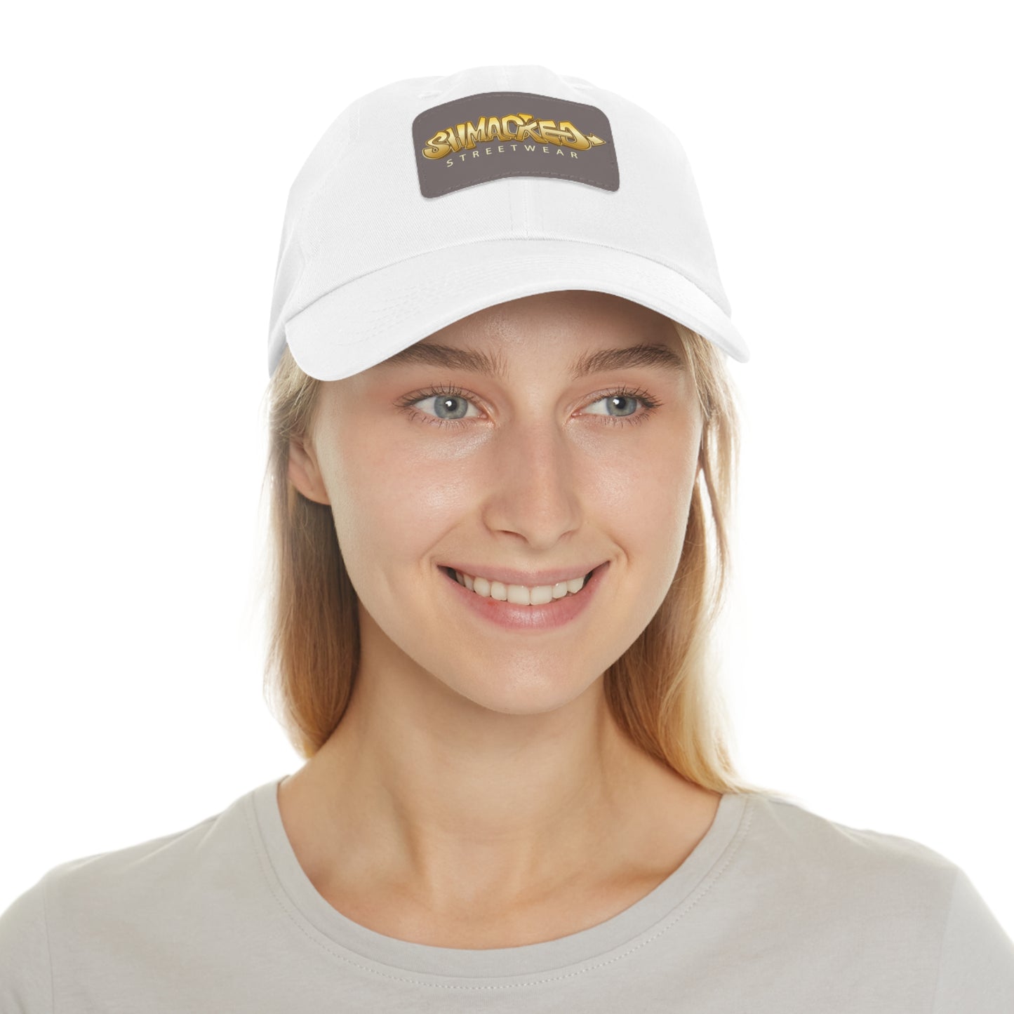 Shmacked Streetwear logo on Leather Patch 6 Panel Hat