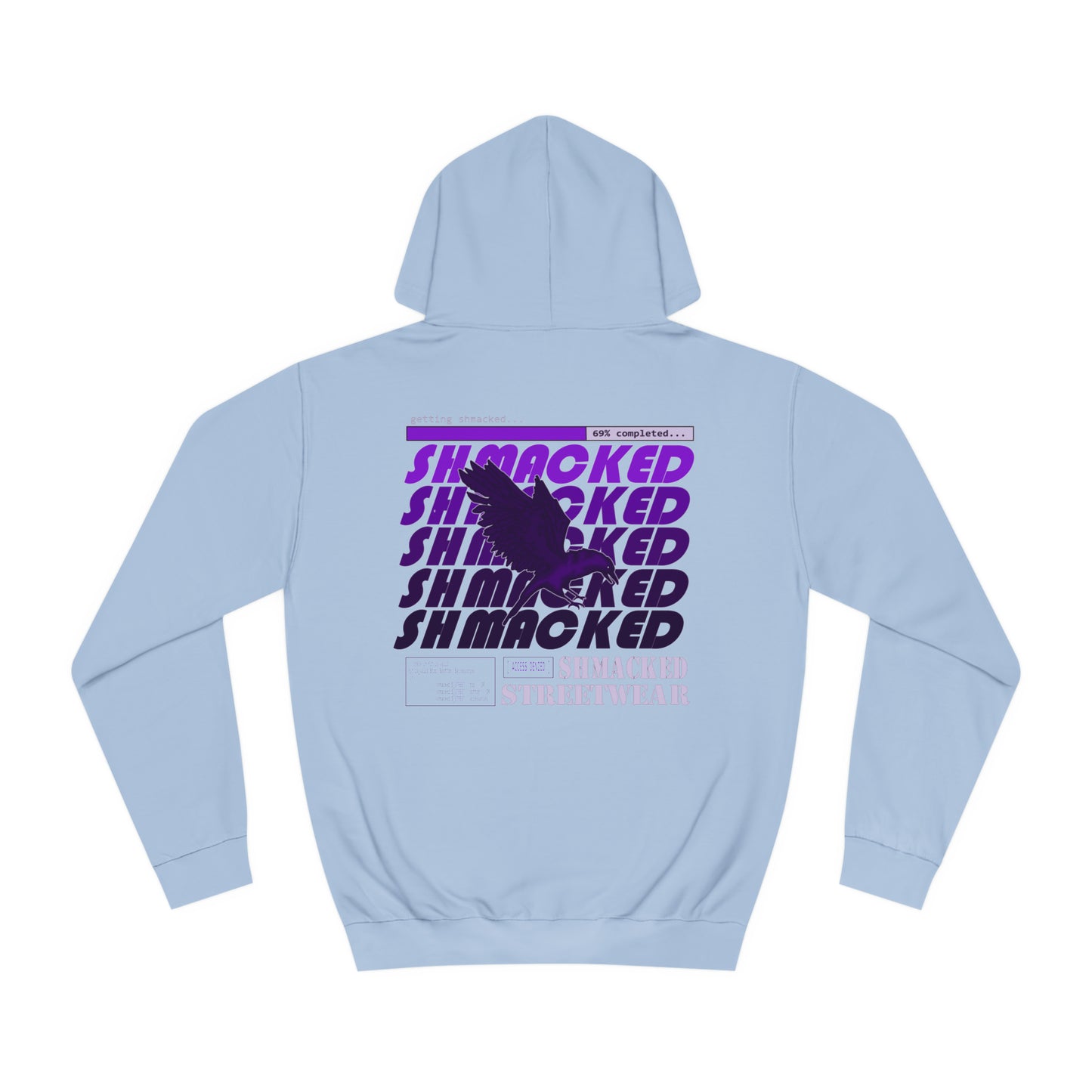 Shmacked Streetwear Ravenous Dark Purple Logo College Hoodie in Yellow/Sky Blue/Baby Pink/Artic White
