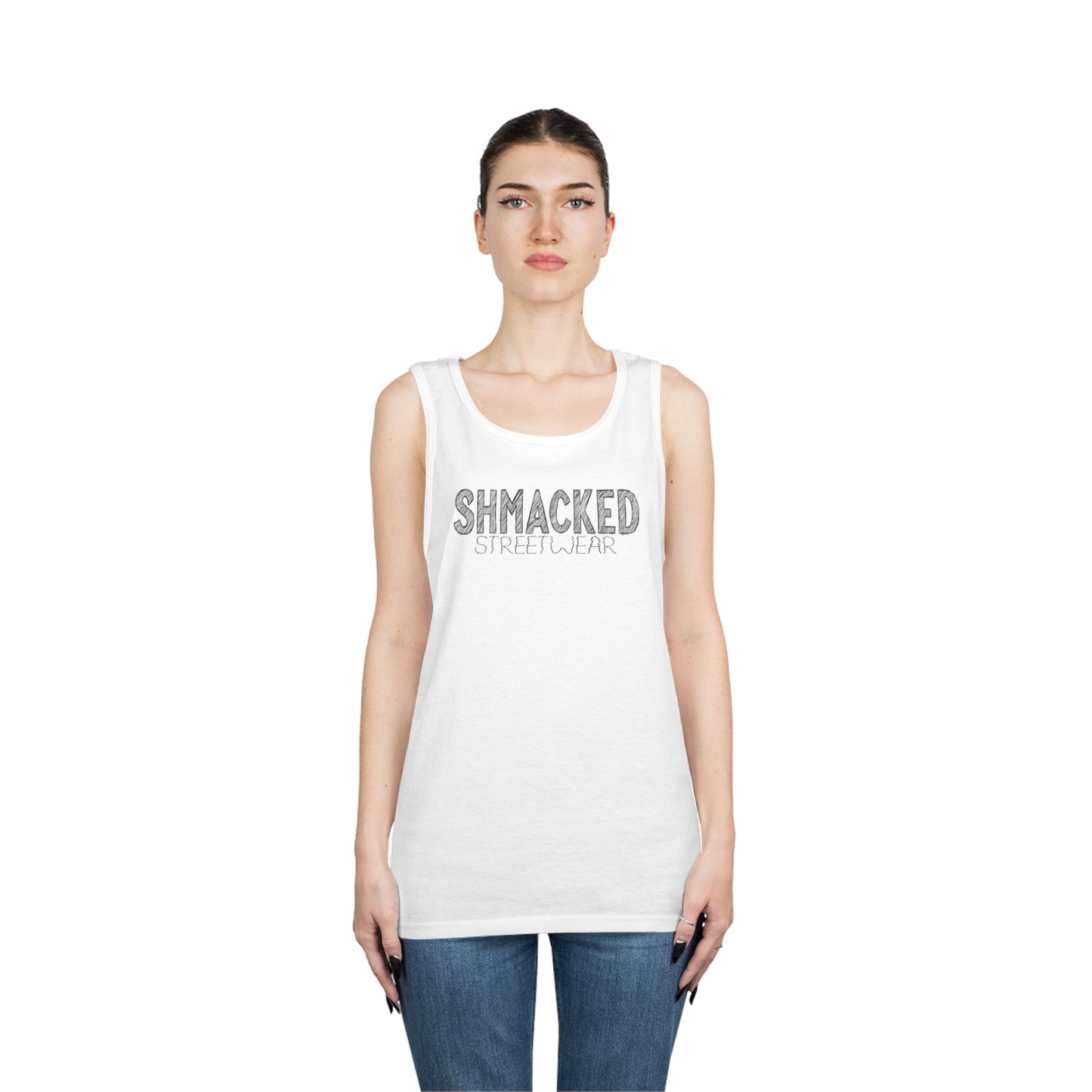 Shmacked Streetwear Sinister Strays Heavy Cotton Tank Top In White/Black/Grey/Red