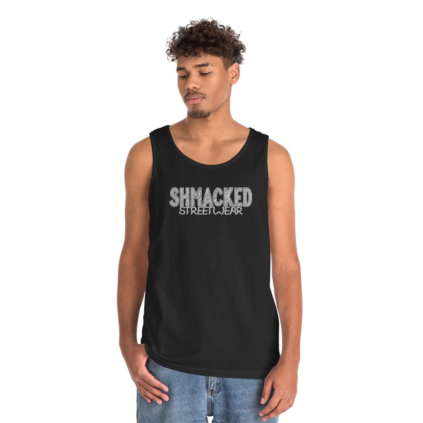 Shmacked Streetwear Sinister Strays Heavy Cotton Tank Top In White/Black/Grey/Red
