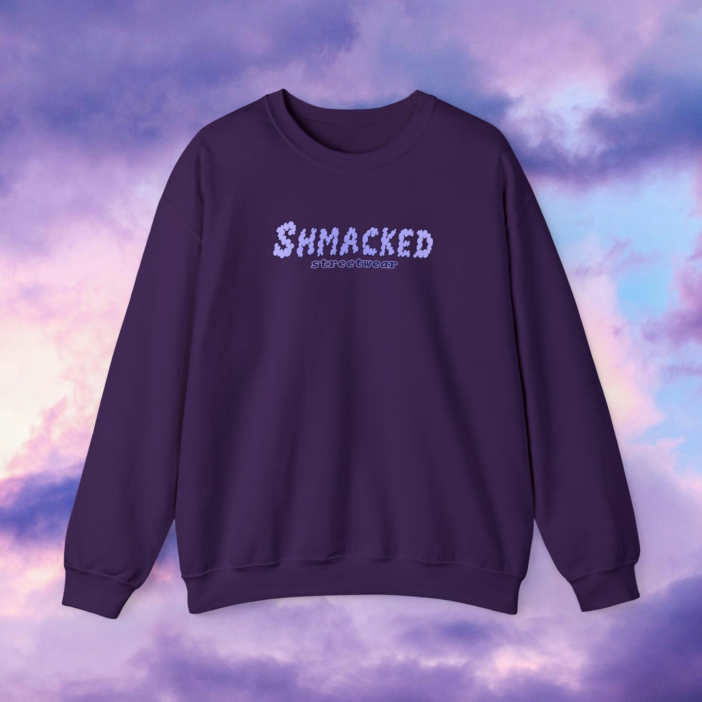 Shmacked Streetwear Skull of the Crescent Night Heavy Blend™ Sweatshirt On White/Light Blue/Carolina Blue/Royal/Purple/Light Pink/Safety Pink