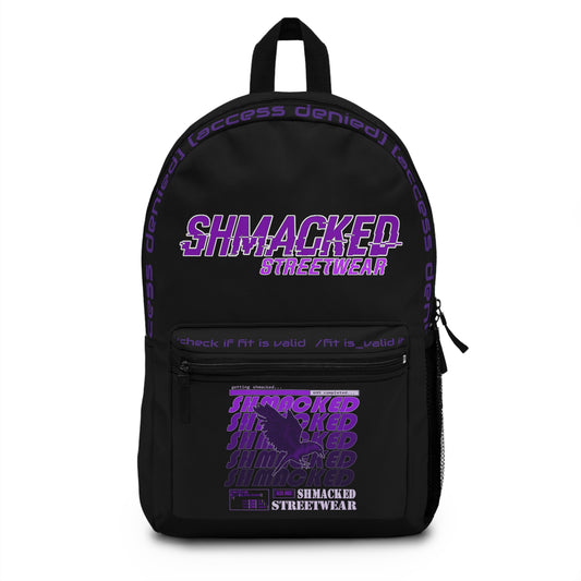 Shmacked Streetwear Glitched Purple Ravenous Black Backpack