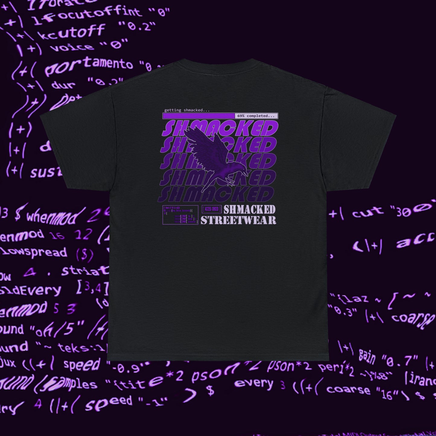 Shmacked Streetwear Glitched Purple Ravenous Heavy Cotton Tee