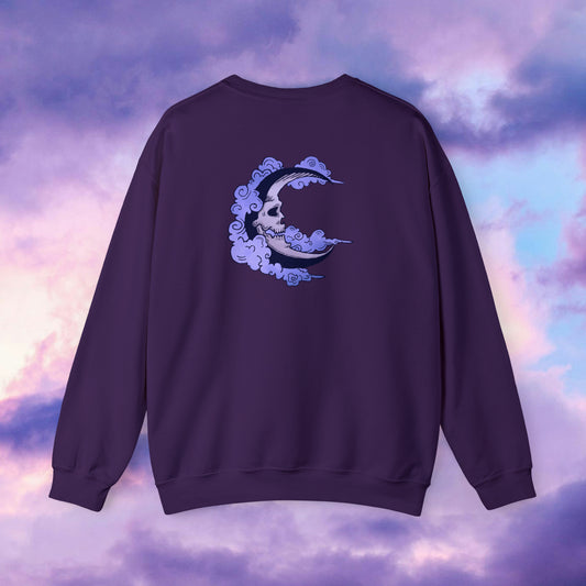 Shmacked Streetwear Skull of the Crescent Night Heavy Blend™ Sweatshirt On White/Light Blue/Carolina Blue/Royal/Purple/Light Pink/Safety Pink